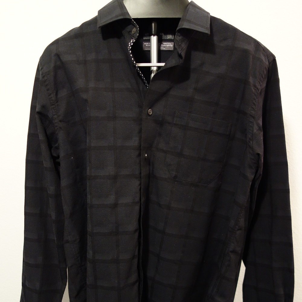 Leo Chevalier Black, Textured Button-Down